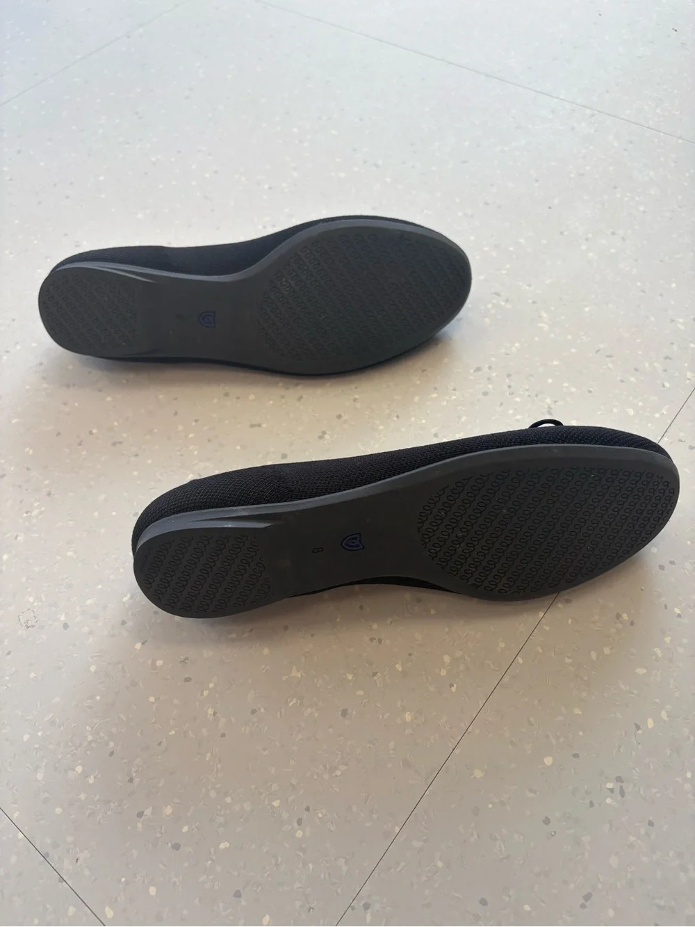 Rothy's Black Knit Ballet Flats with Blue Accent